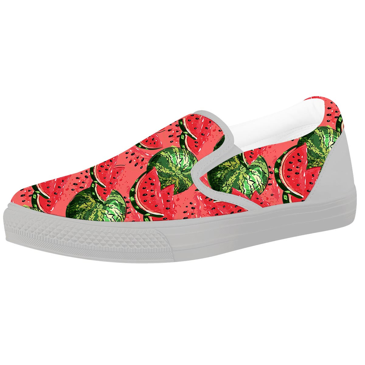 Watermelon Summer Fruits Print Pattern White Slip On Shoes-grizzshop