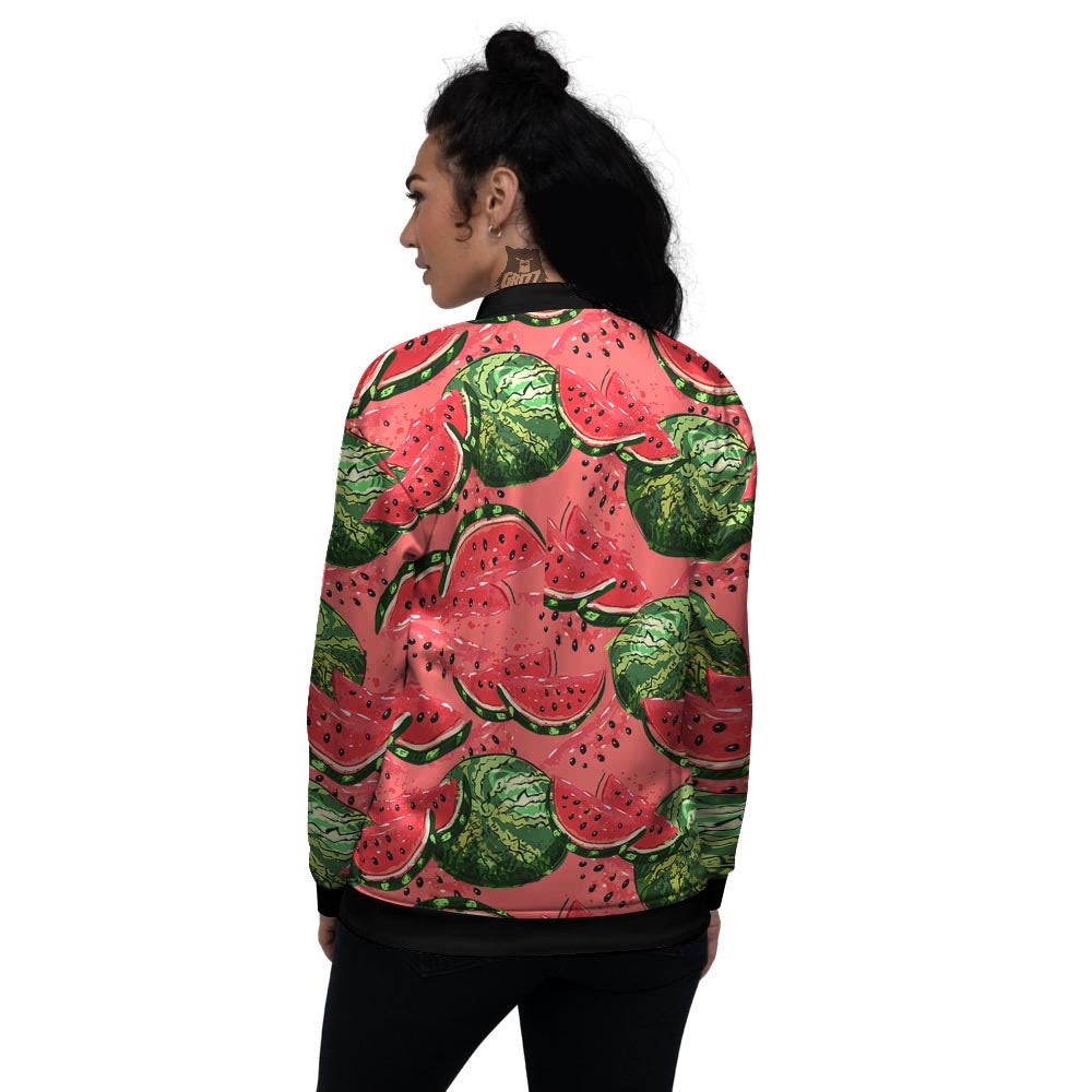 Watermelon Summer Fruits Print Pattern Women's Bomber Jacket-grizzshop