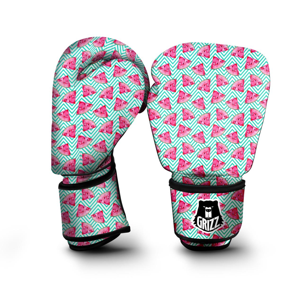 Watermelon Teal Chevron Print Pattern Boxing Gloves-grizzshop