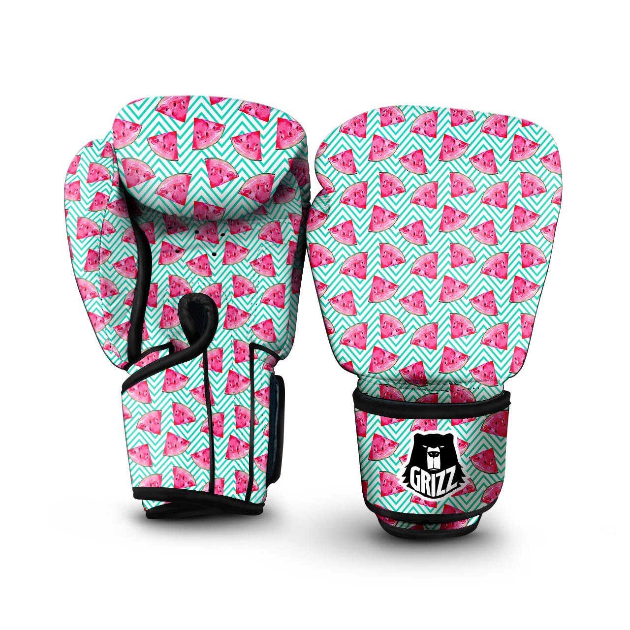 Watermelon Teal Chevron Print Pattern Boxing Gloves-grizzshop