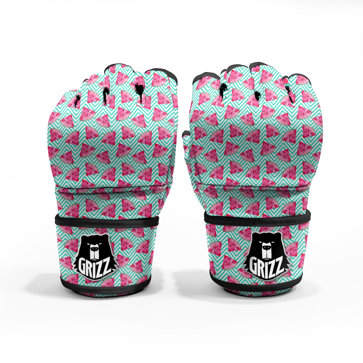Watermelon Teal Chevron Print Pattern MMA Gloves-grizzshop