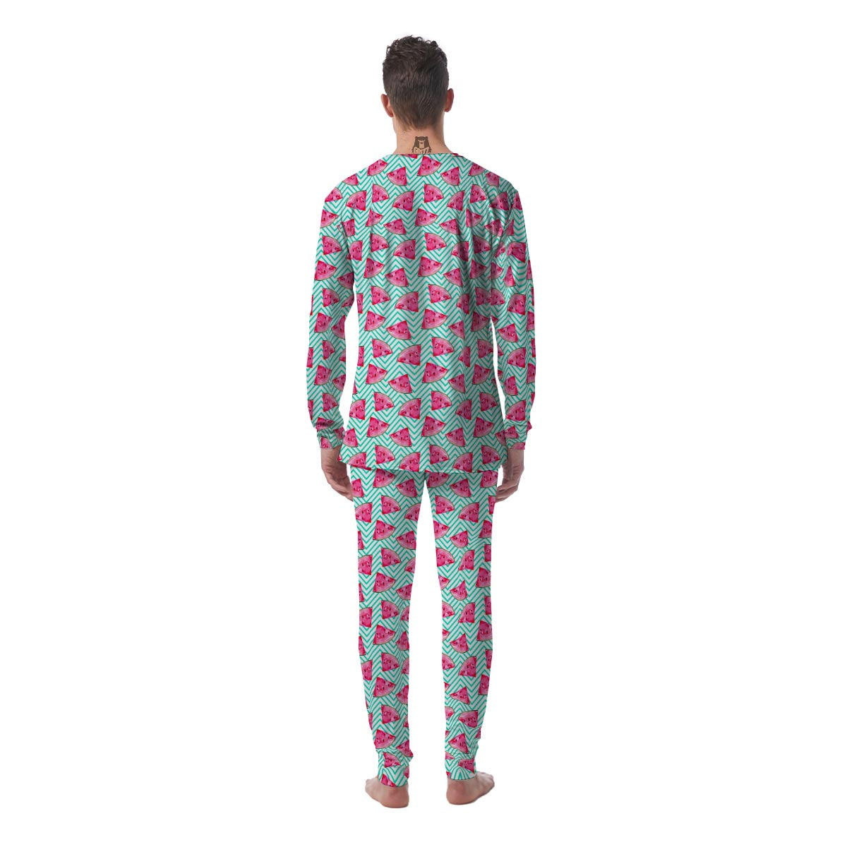 Watermelon Teal Chevron Print Pattern Men's Pajamas-grizzshop