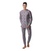 Watermelon Teal Chevron Print Pattern Men's Pajamas-grizzshop