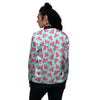 Watermelon Teal Chevron Print Pattern Women's Bomber Jacket-grizzshop