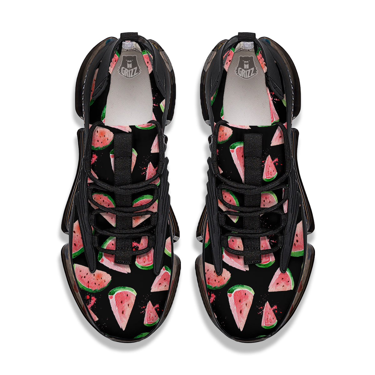 Watermelon Watercolor Print Pattern Black Gym Shoes-grizzshop