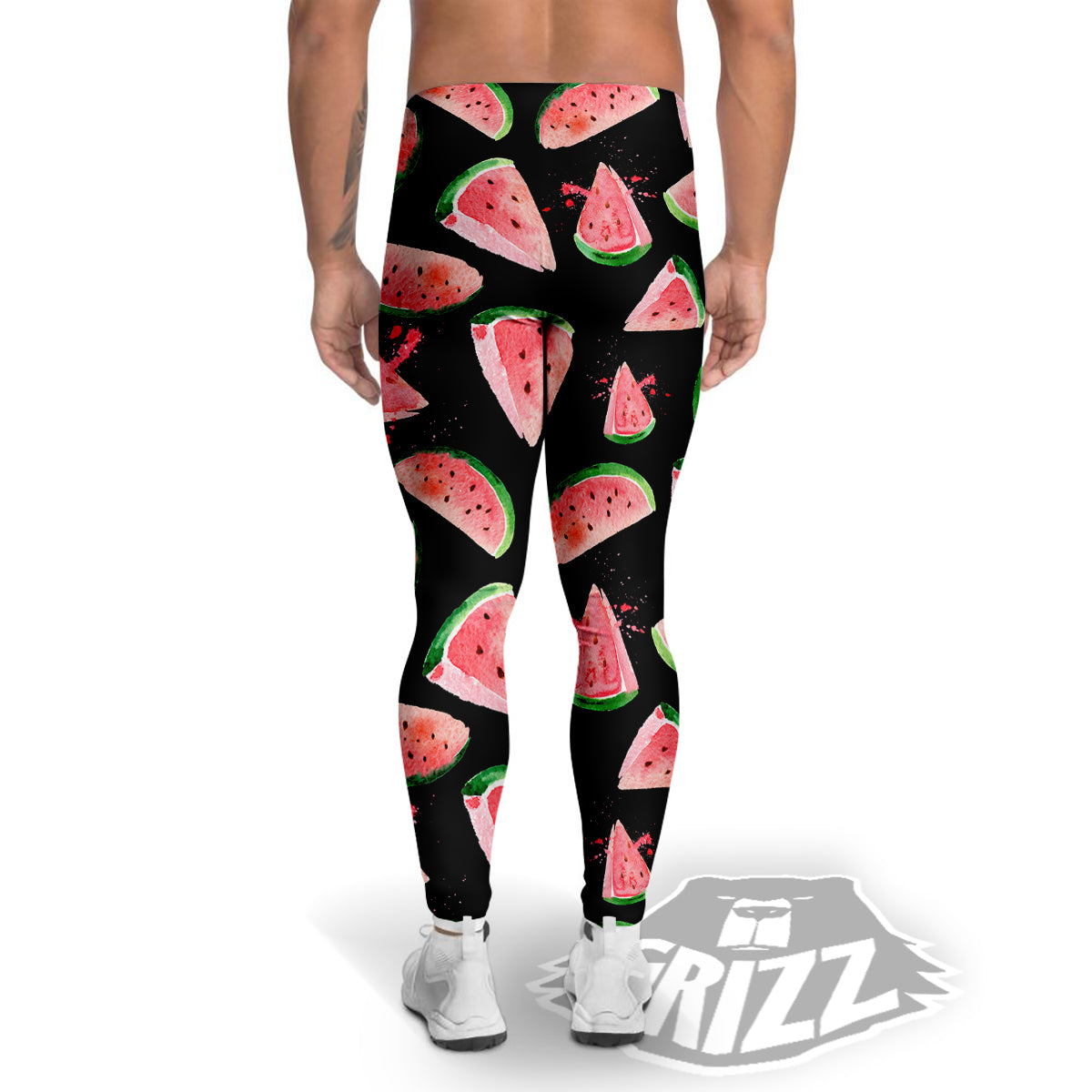 Watermelon Watercolor Print Pattern Men's Leggings-grizzshop