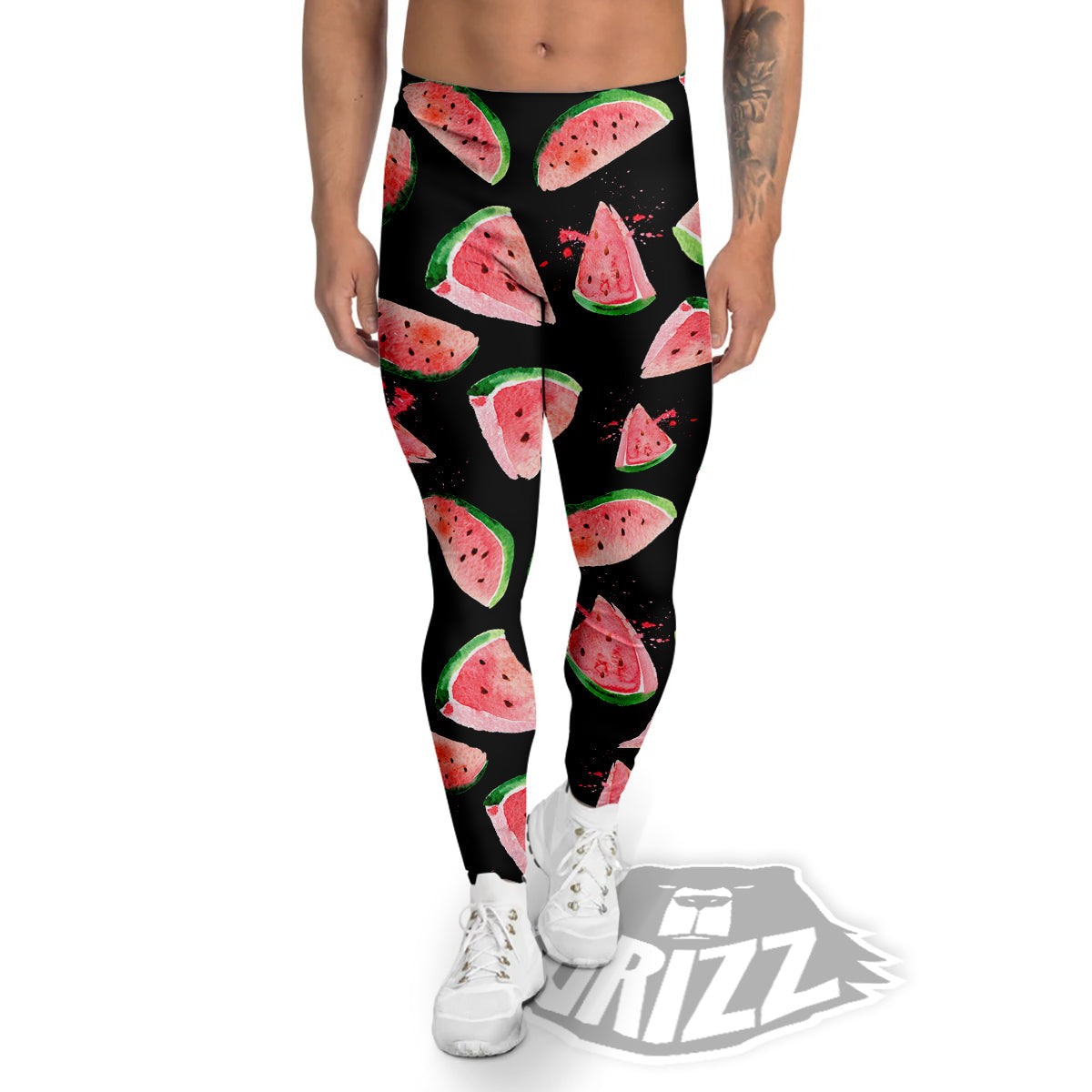 Watermelon Watercolor Print Pattern Men's Leggings-grizzshop