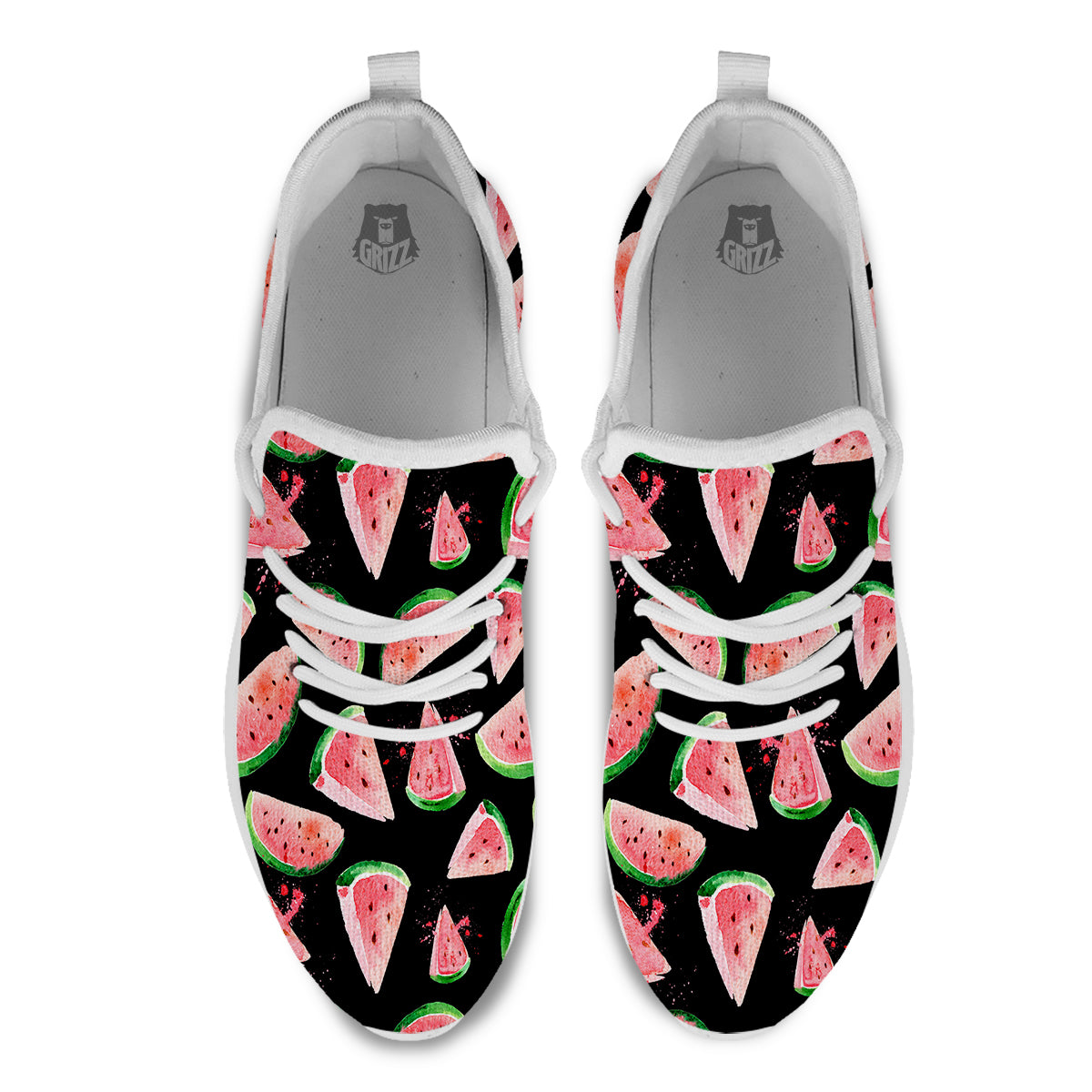 Watermelon Watercolor Print Pattern White Athletic Shoes-grizzshop