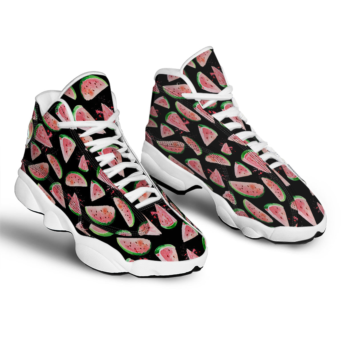 Watermelon Watercolor Print Pattern White Basketball Shoes-grizzshop