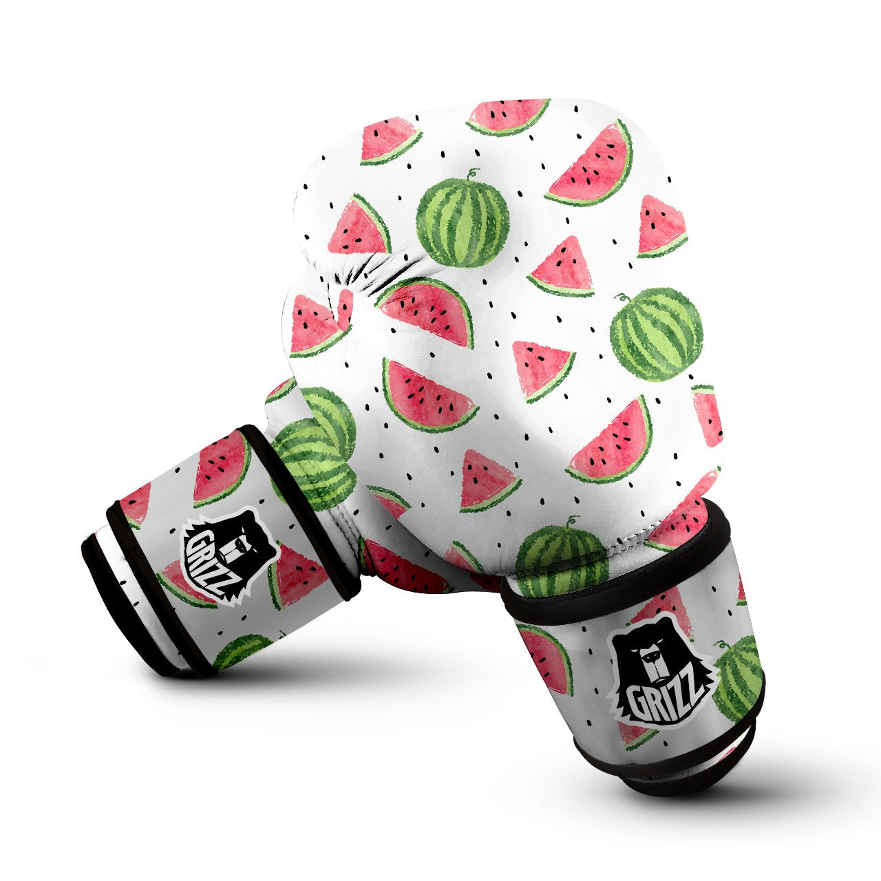 Watermelon White Summer Print Pattern Boxing Gloves-grizzshop