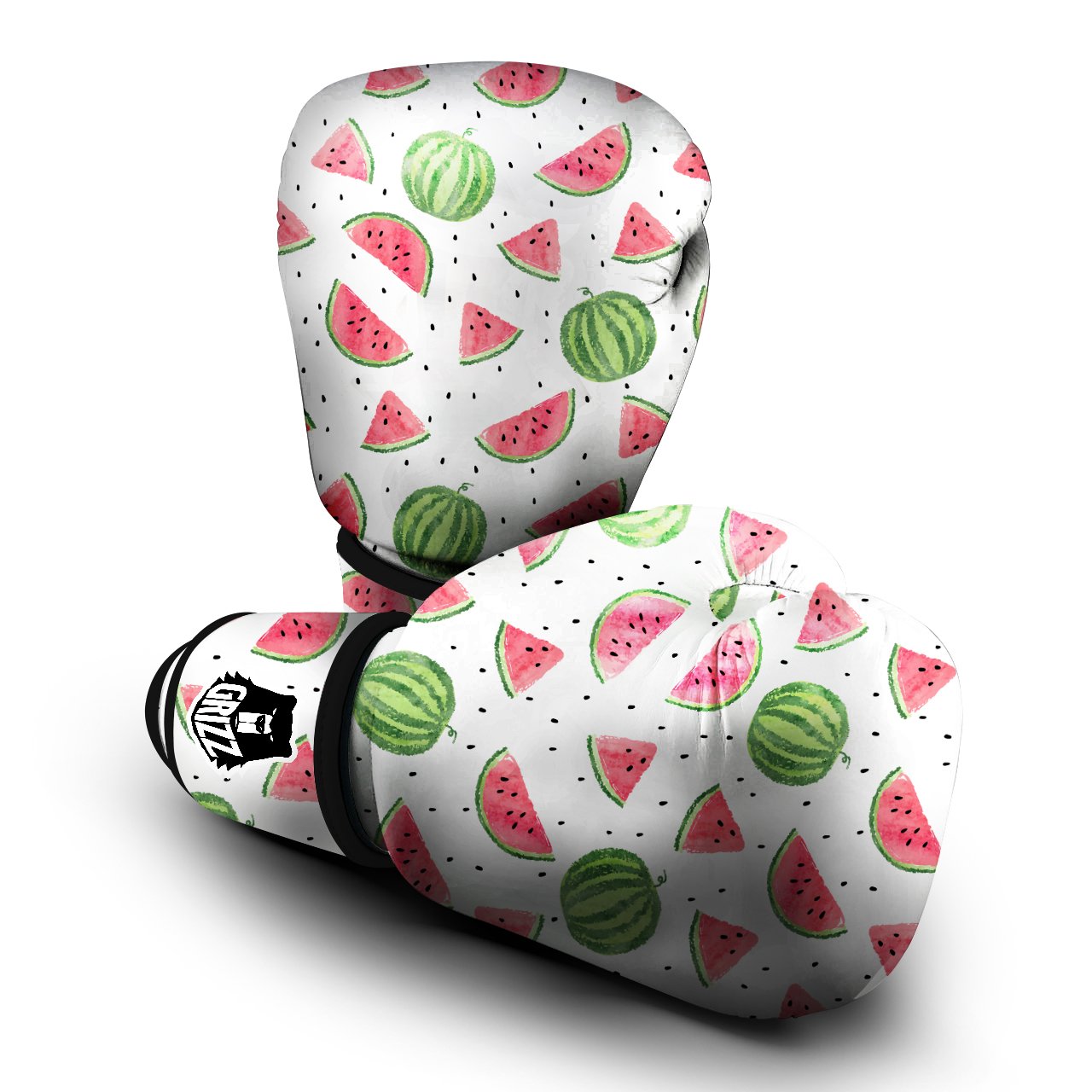 Watermelon White Summer Print Pattern Boxing Gloves-grizzshop