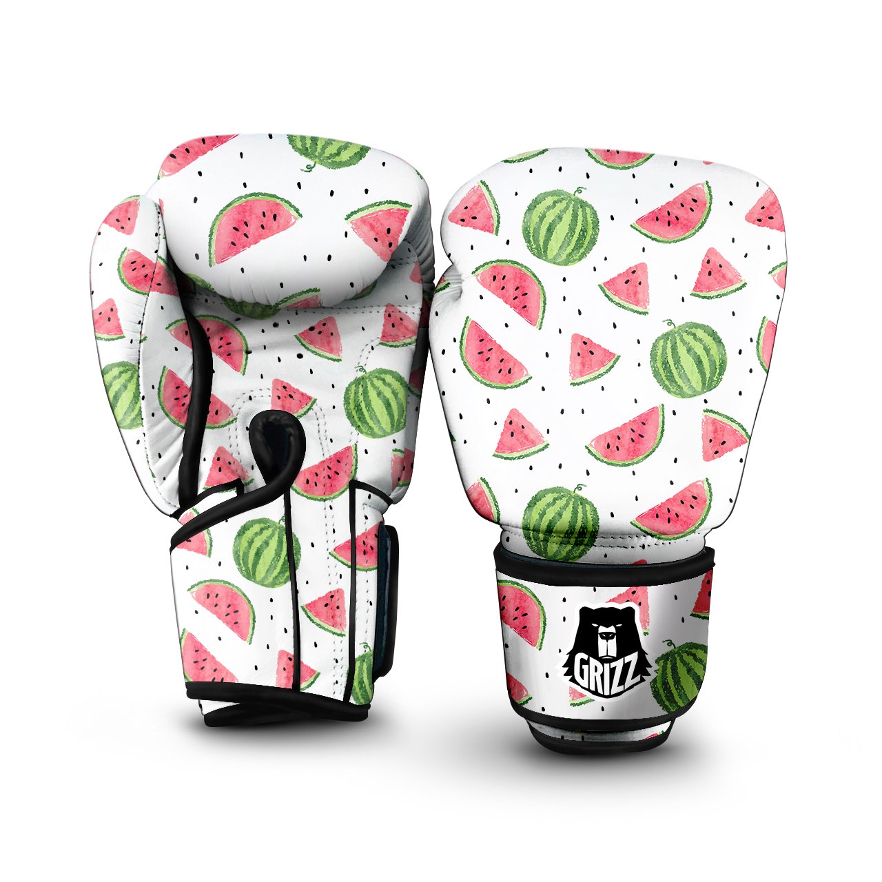 Watermelon White Summer Print Pattern Boxing Gloves-grizzshop