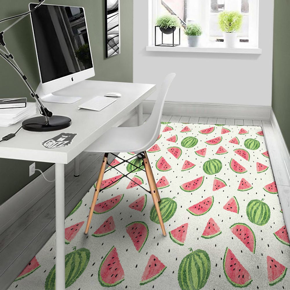 Watermelon White Summer Print Pattern Floor Mat-grizzshop