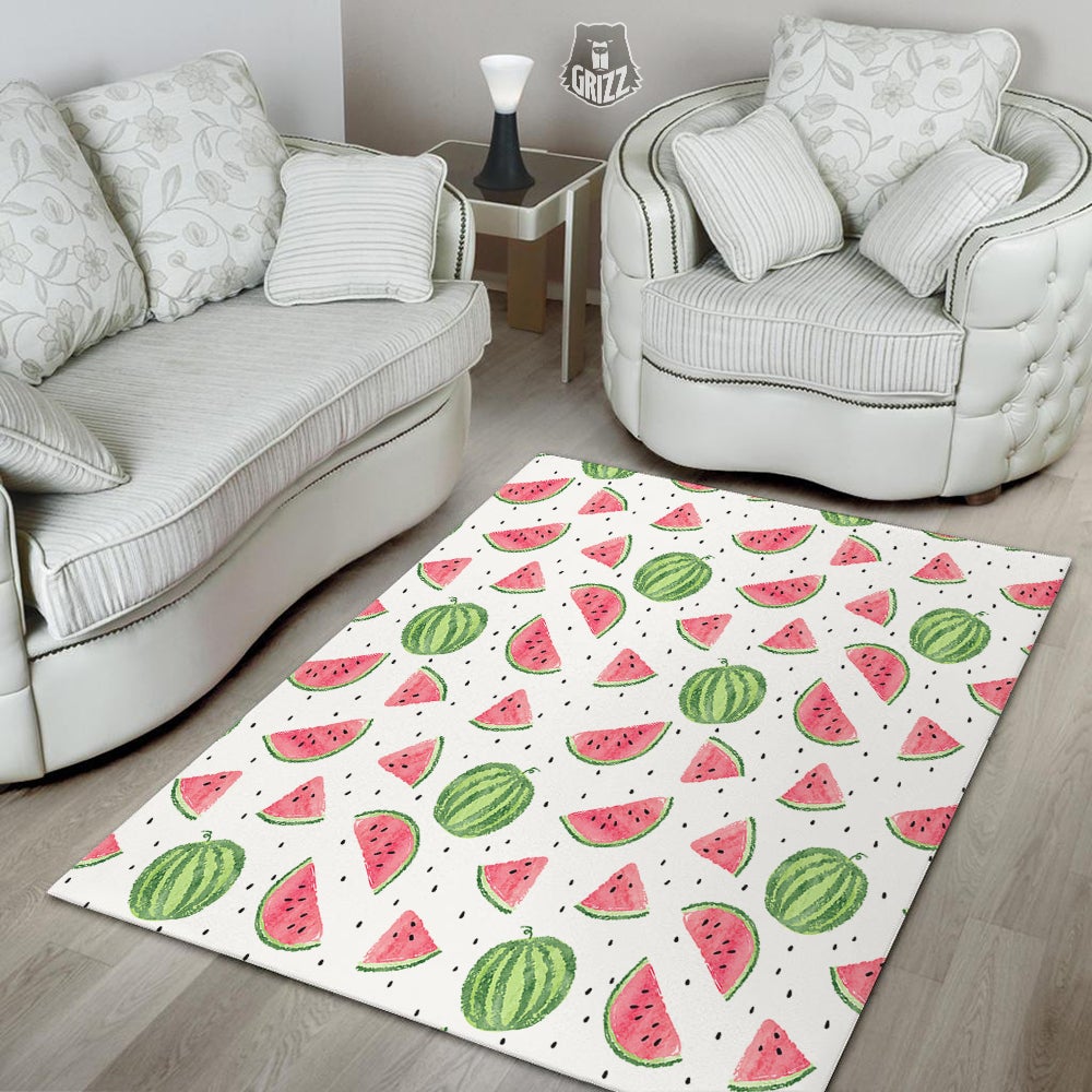 Watermelon White Summer Print Pattern Floor Mat-grizzshop
