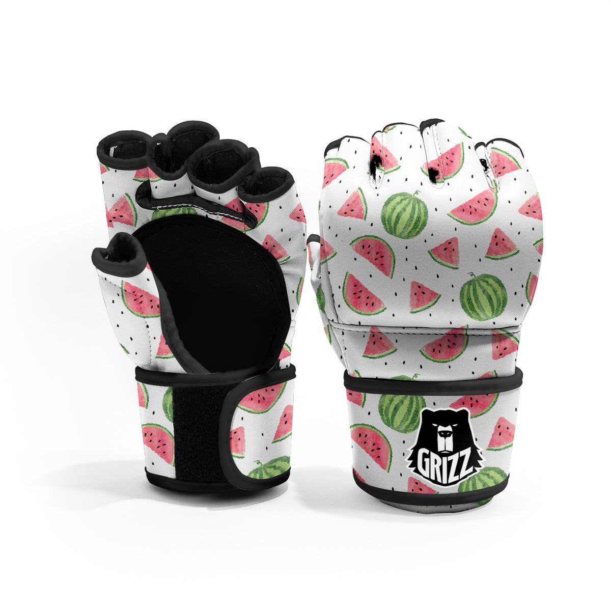 Watermelon White Summer Print Pattern MMA Gloves-grizzshop