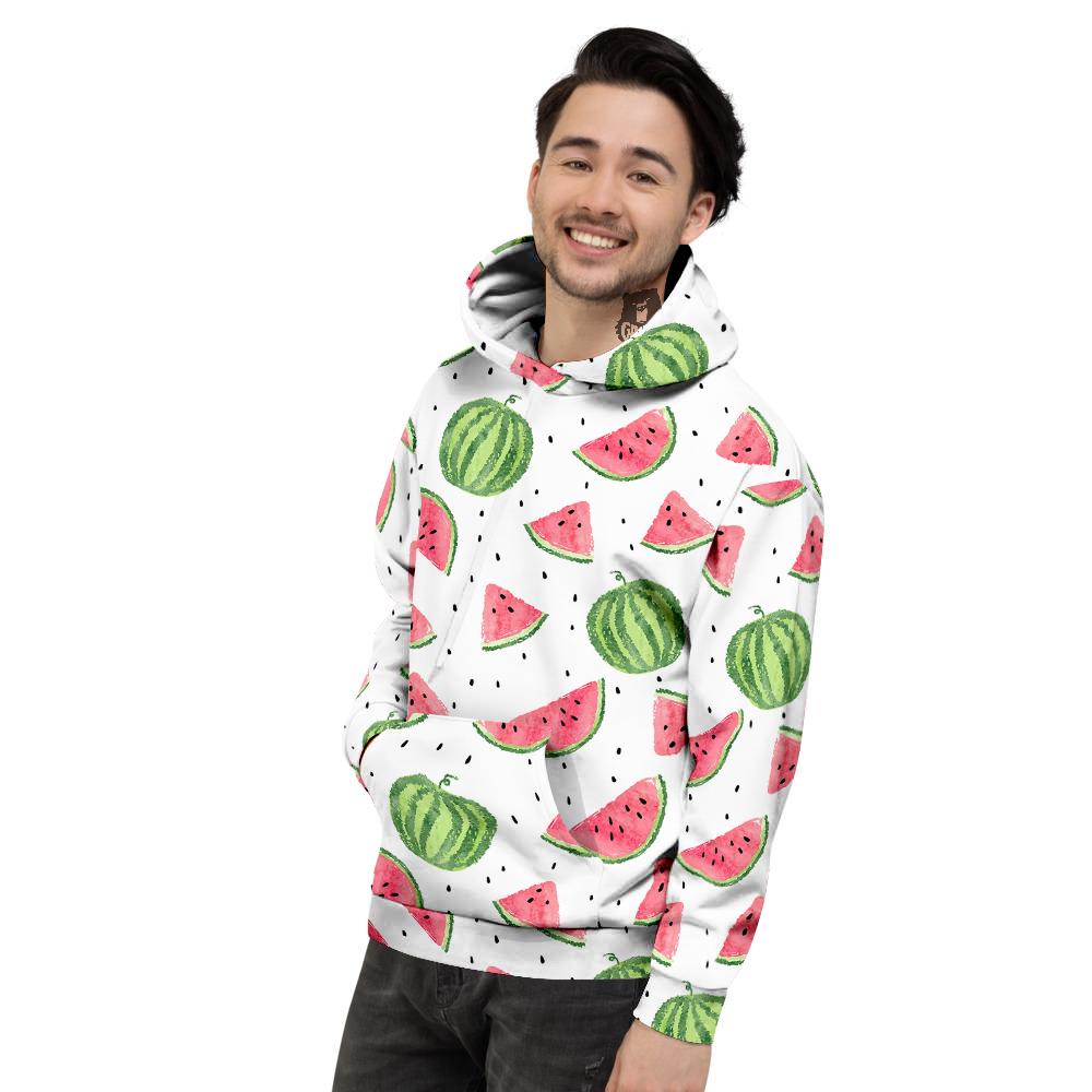 Watermelon White Summer Print Pattern Men's Hoodie-grizzshop