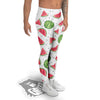 Watermelon White Summer Print Pattern Men's Leggings-grizzshop