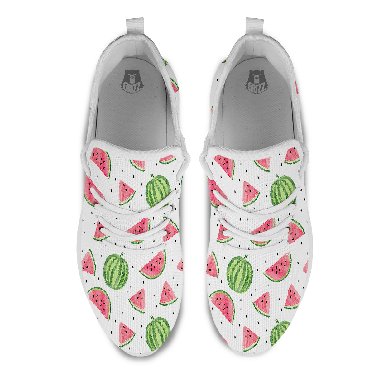 Watermelon White Summer Print Pattern White Athletic Shoes-grizzshop