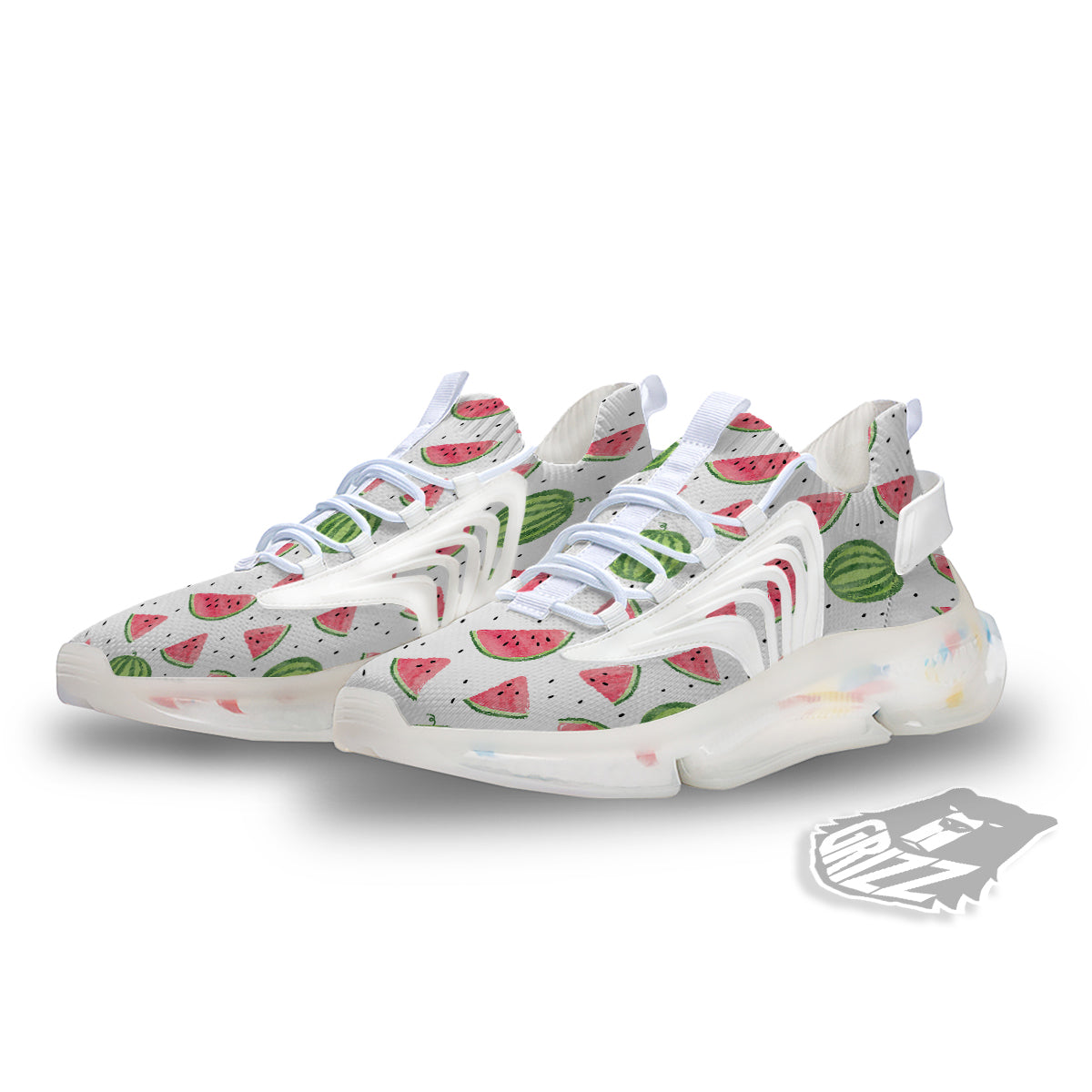 Watermelon White Summer Print Pattern White Gym Shoes-grizzshop