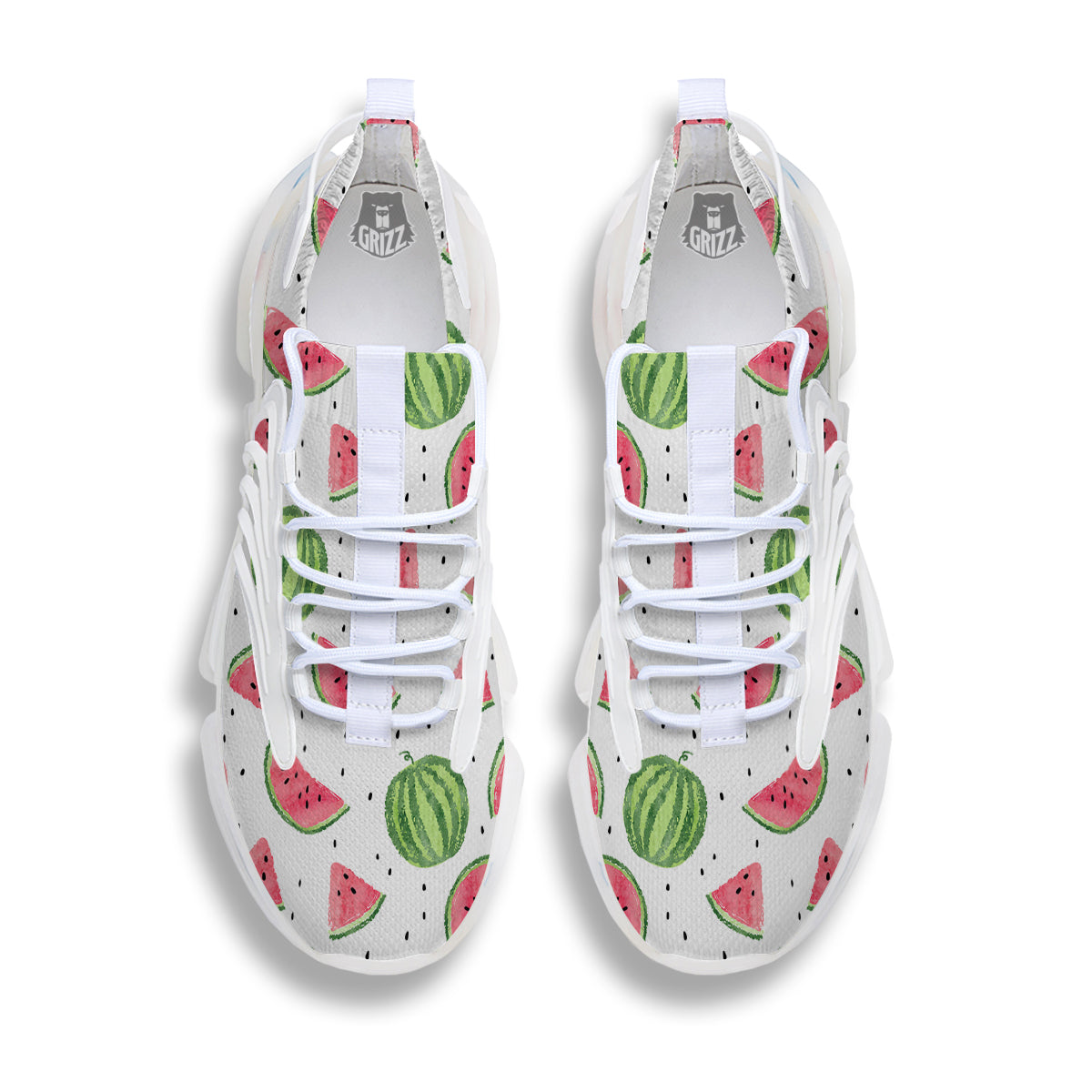 Watermelon White Summer Print Pattern White Gym Shoes-grizzshop