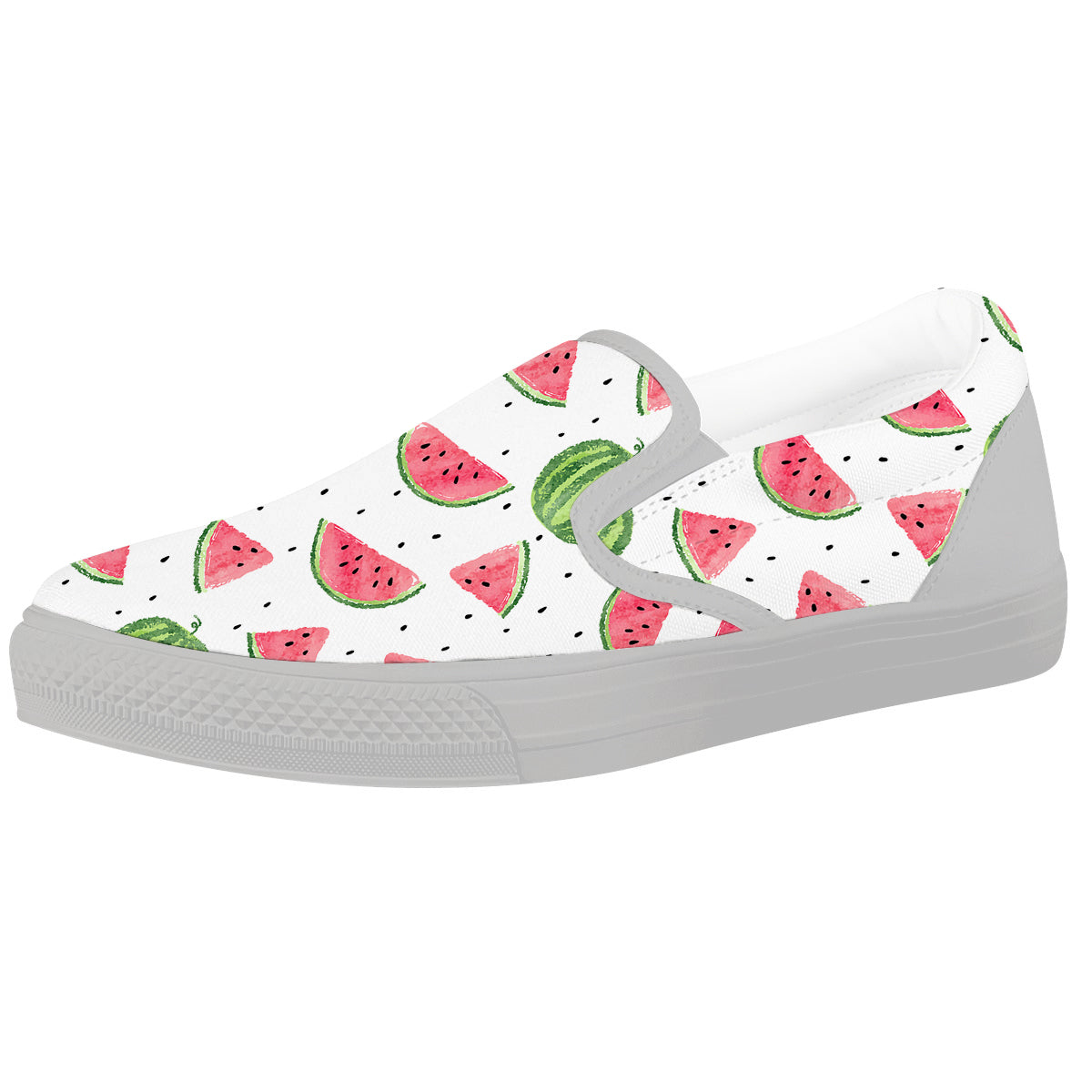 Watermelon White Summer Print Pattern White Slip On Shoes-grizzshop