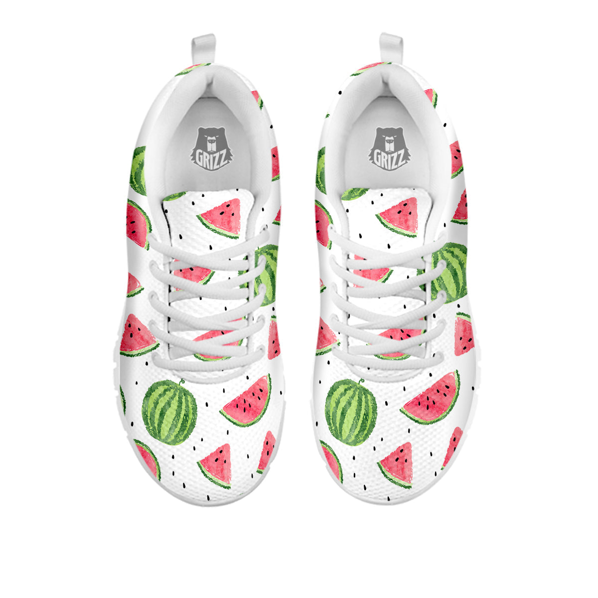Watermelon White Summer Print Pattern White Sneaker-grizzshop