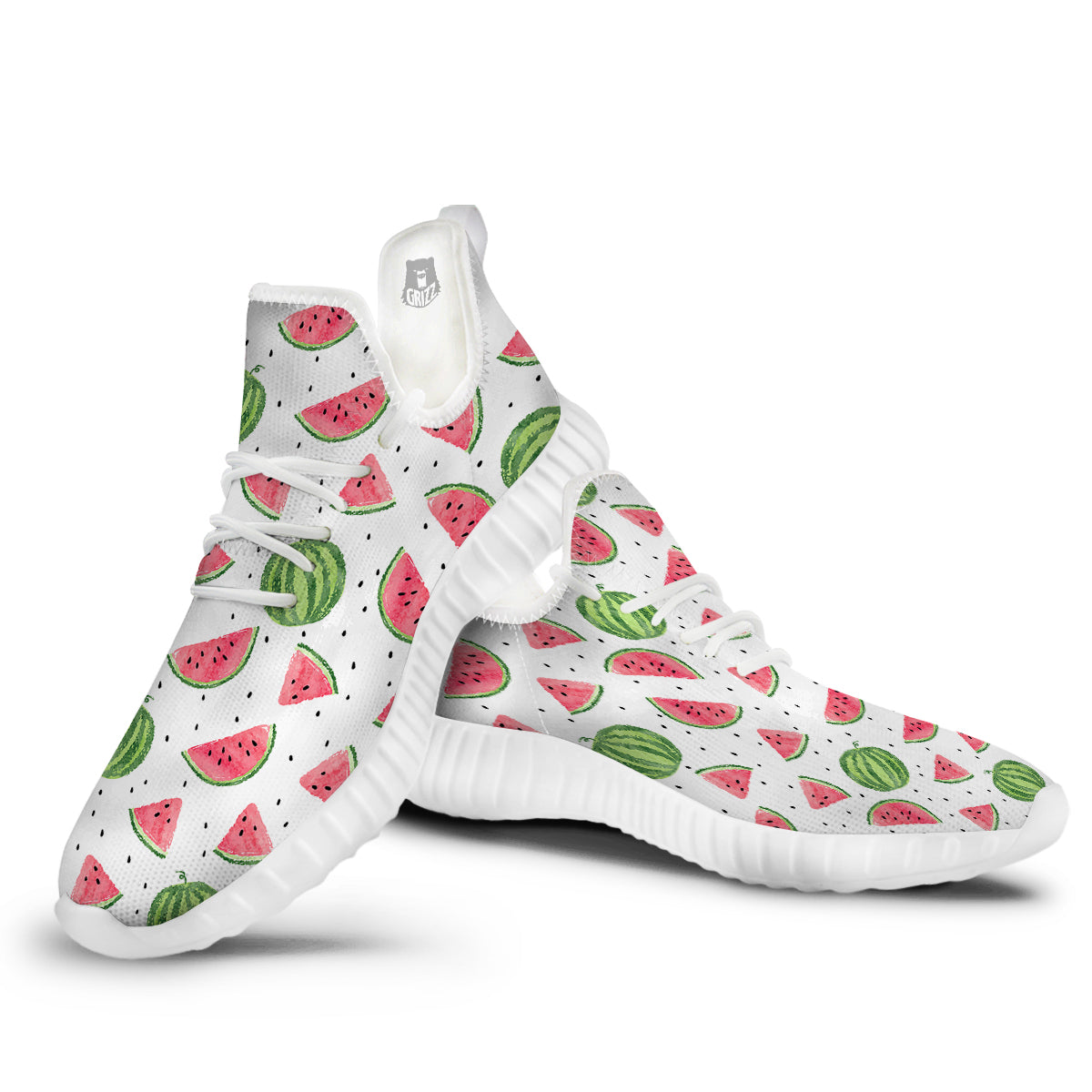 Watermelon White Summer Print Pattern White Walking Shoes-grizzshop