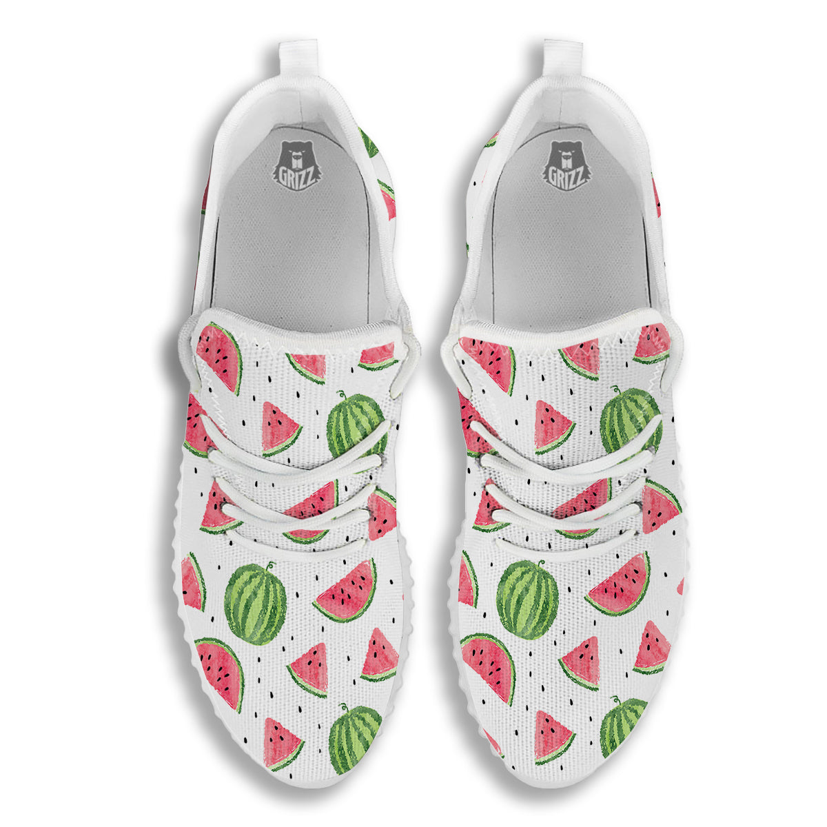 Watermelon White Summer Print Pattern White Walking Shoes-grizzshop