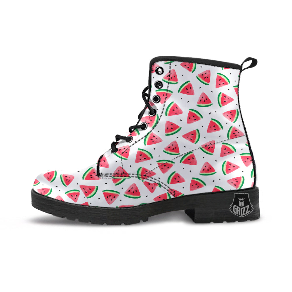 Watermelon White Tropical Print Pattern Leather Boots-grizzshop