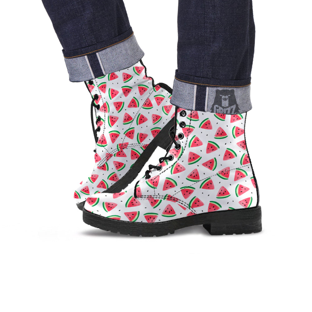 Watermelon White Tropical Print Pattern Leather Boots-grizzshop