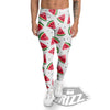 Watermelon White Tropical Print Pattern Men's Leggings-grizzshop