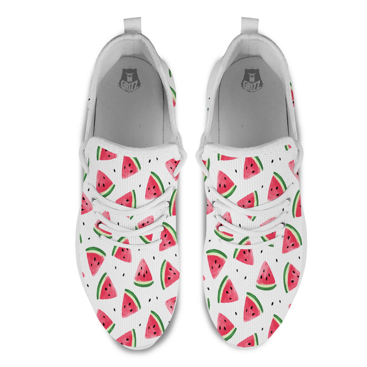 Watermelon White Tropical Print Pattern White Athletic Shoes-grizzshop