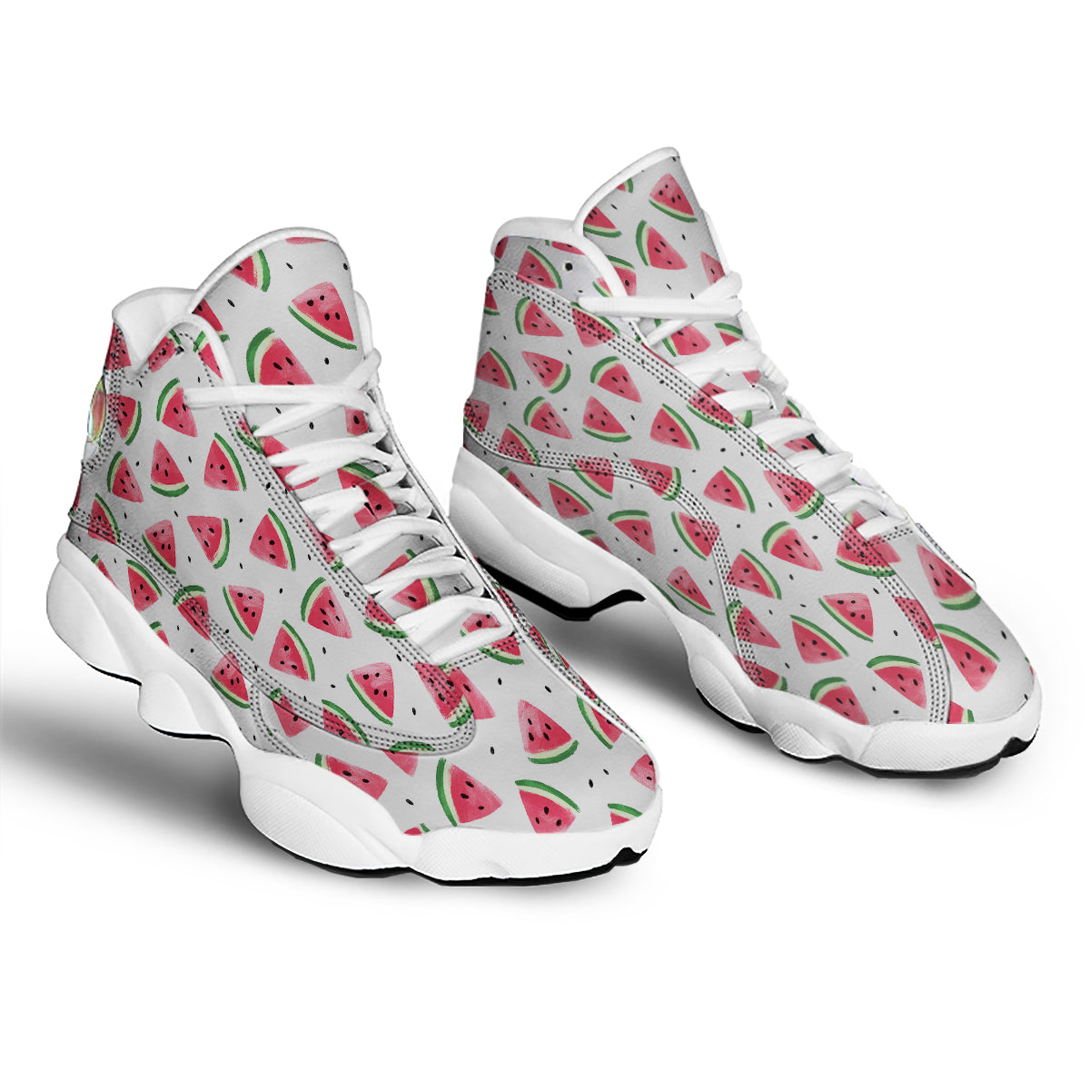 Watermelon White Tropical Print Pattern White Basketball Shoes-grizzshop