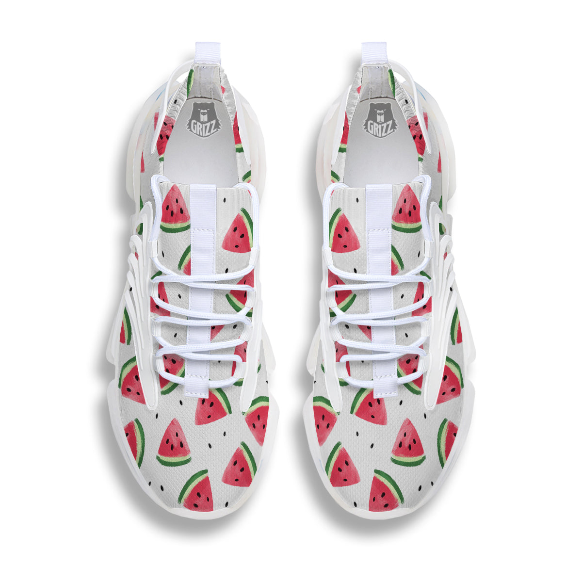 Watermelon White Tropical Print Pattern White Gym Shoes-grizzshop