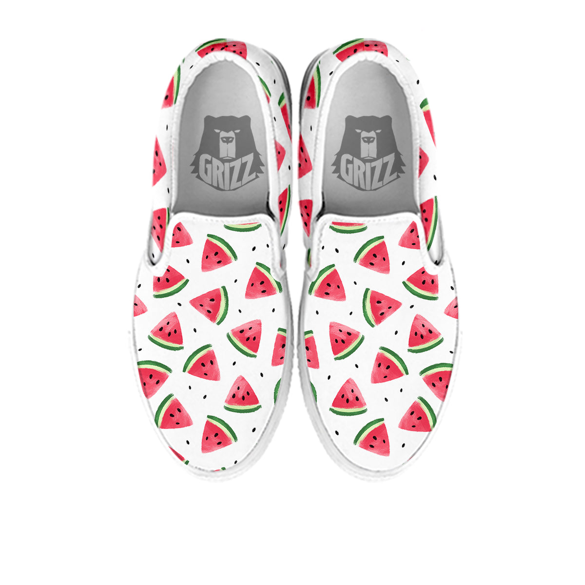 Watermelon White Tropical Print Pattern White Slip On Shoes-grizzshop