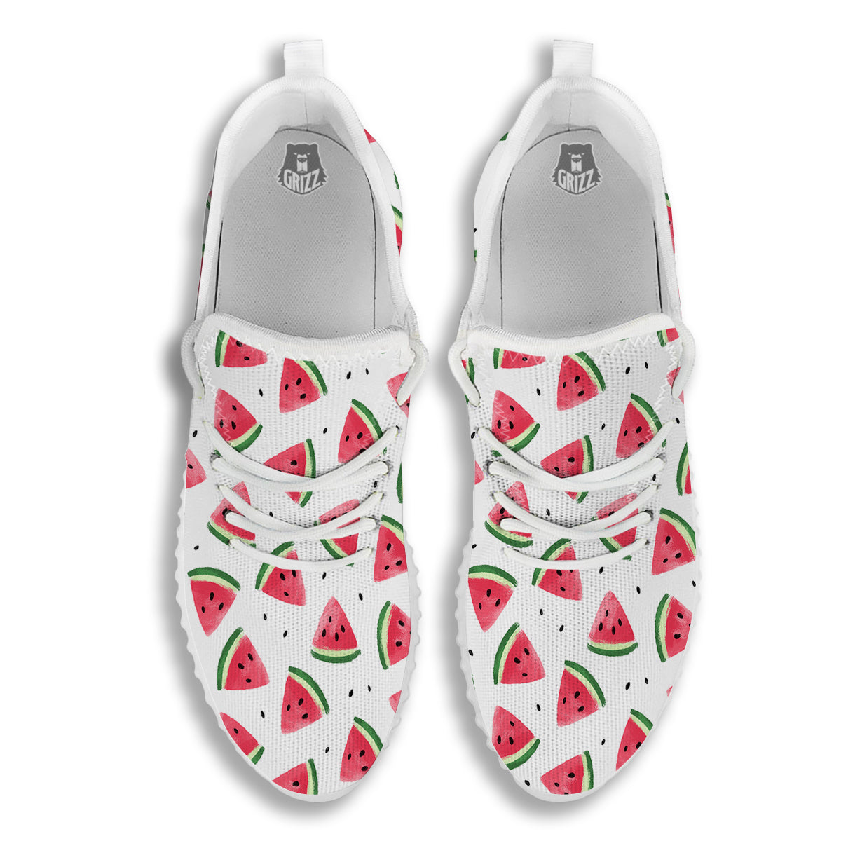 Watermelon White Tropical Print Pattern White Walking Shoes-grizzshop