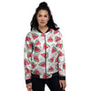 Watermelon White Tropical Print Pattern Women's Bomber Jacket-grizzshop