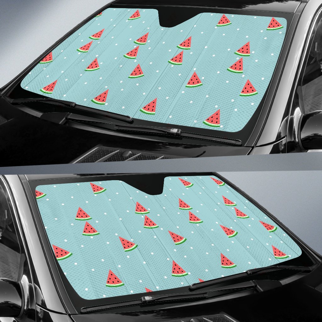 Watermelon Piece Polka Dot Blue Pattern Print Car Sun Shade-grizzshop