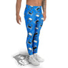 Wave Crab White And Blue Print Pattern Men's Leggings-grizzshop