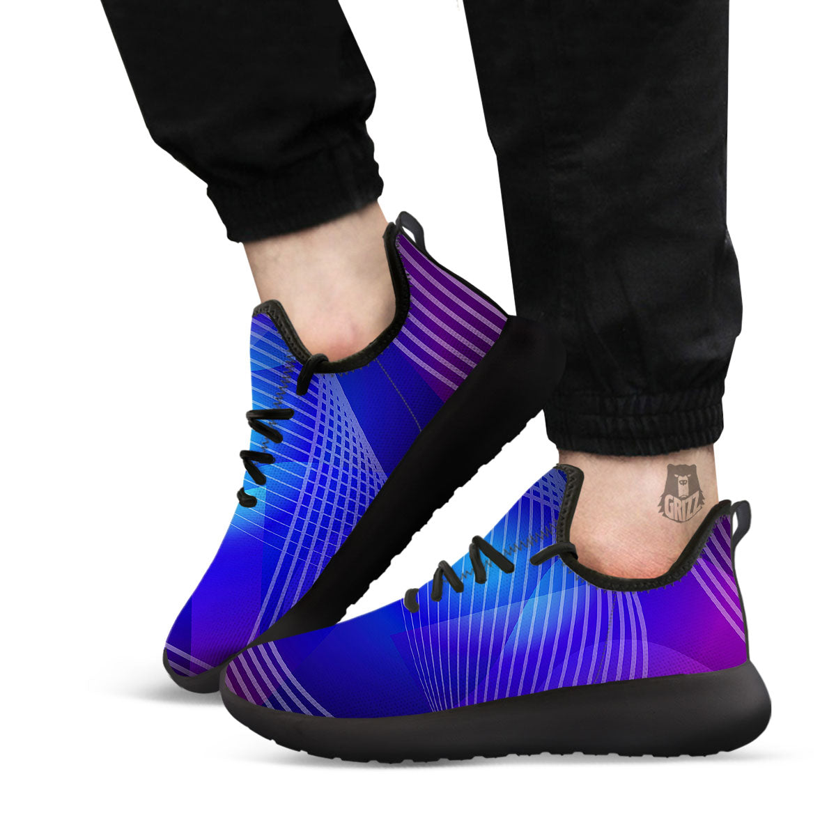 Wave EDM Print Black Athletic Shoes-grizzshop