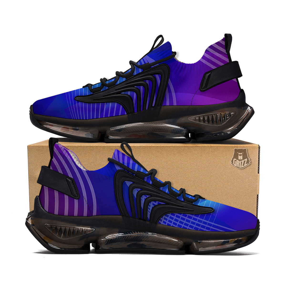 Wave EDM Print Black Gym Shoes-grizzshop