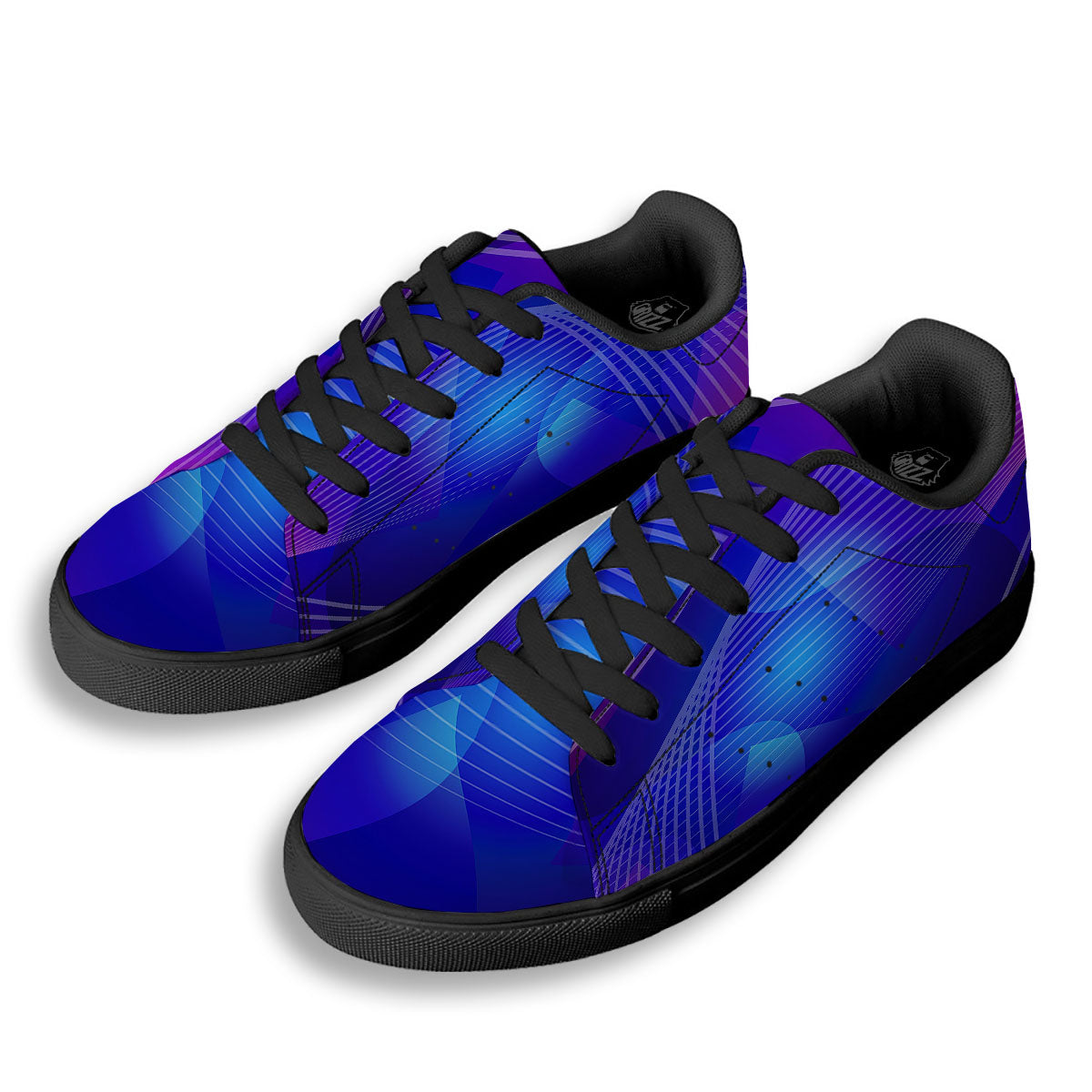 Wave EDM Print Black Low Top Sneakers-grizzshop