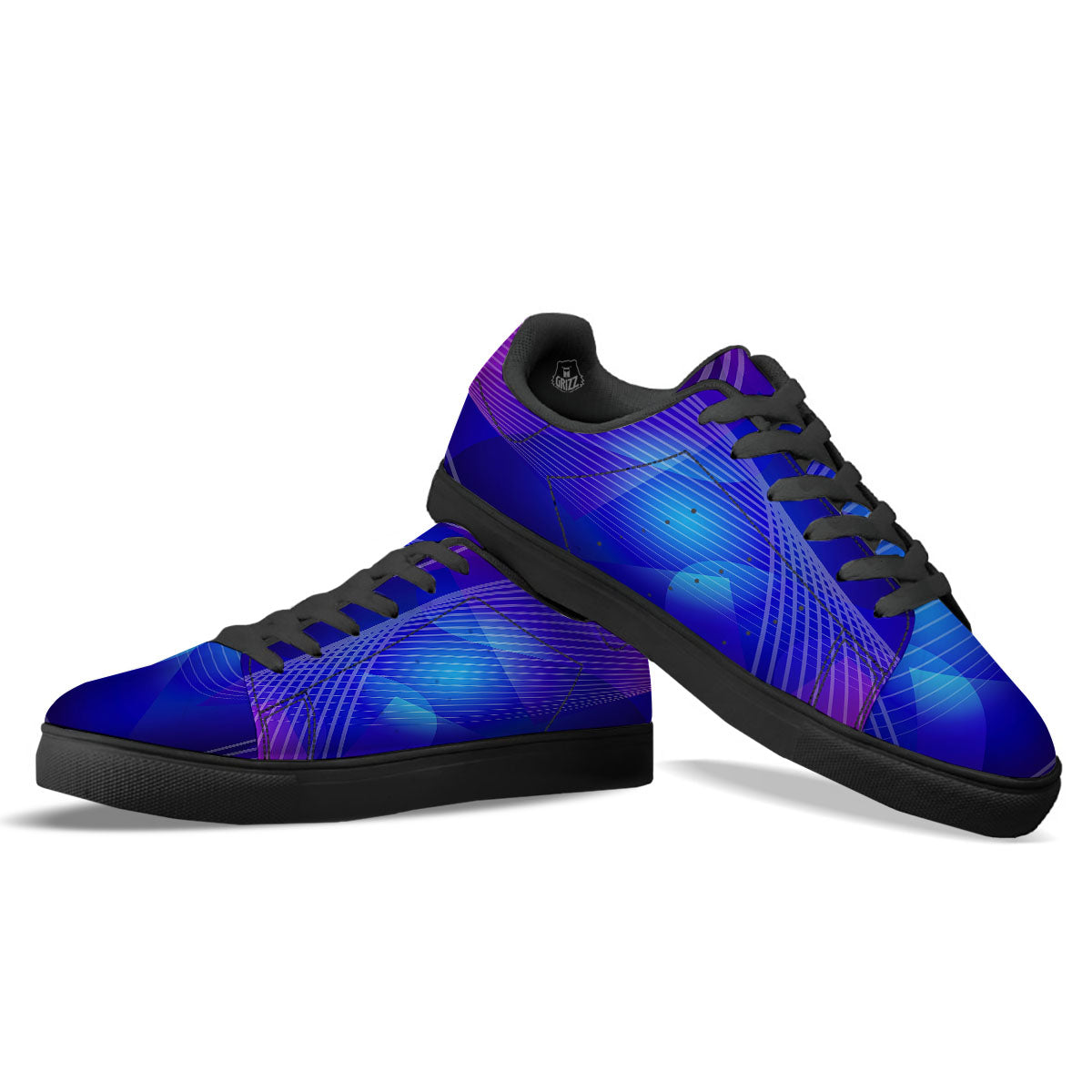 Wave EDM Print Black Low Top Sneakers-grizzshop