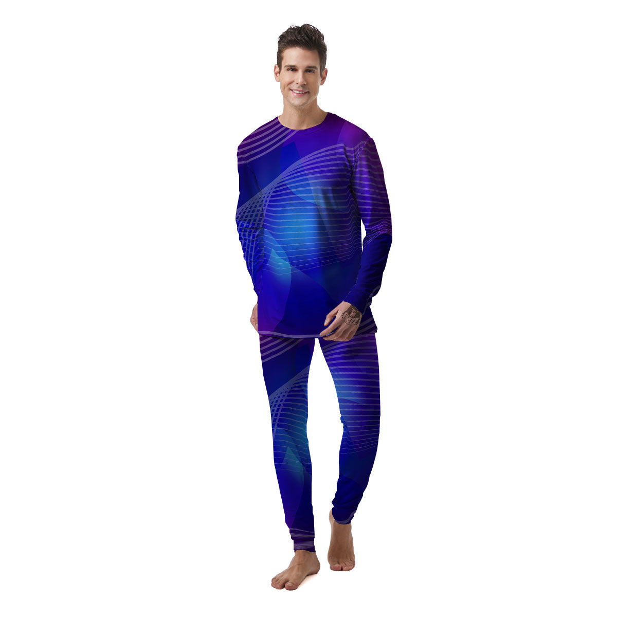 Wave EDM Print Men's Pajamas-grizzshop