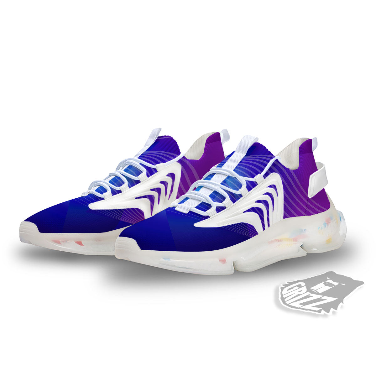 Wave EDM Print White Gym Shoes-grizzshop