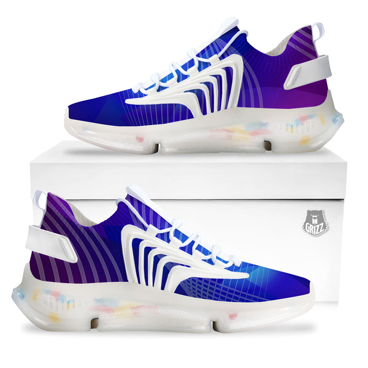 Wave EDM Print White Gym Shoes-grizzshop
