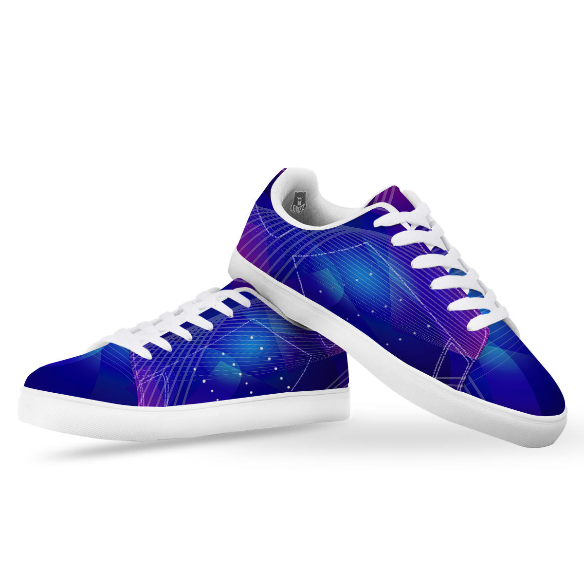 Wave EDM Print White Low Top Sneakers-grizzshop