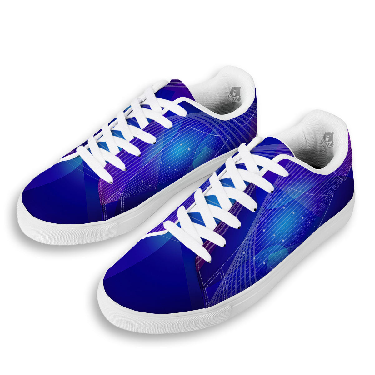 Wave EDM Print White Low Top Sneakers-grizzshop