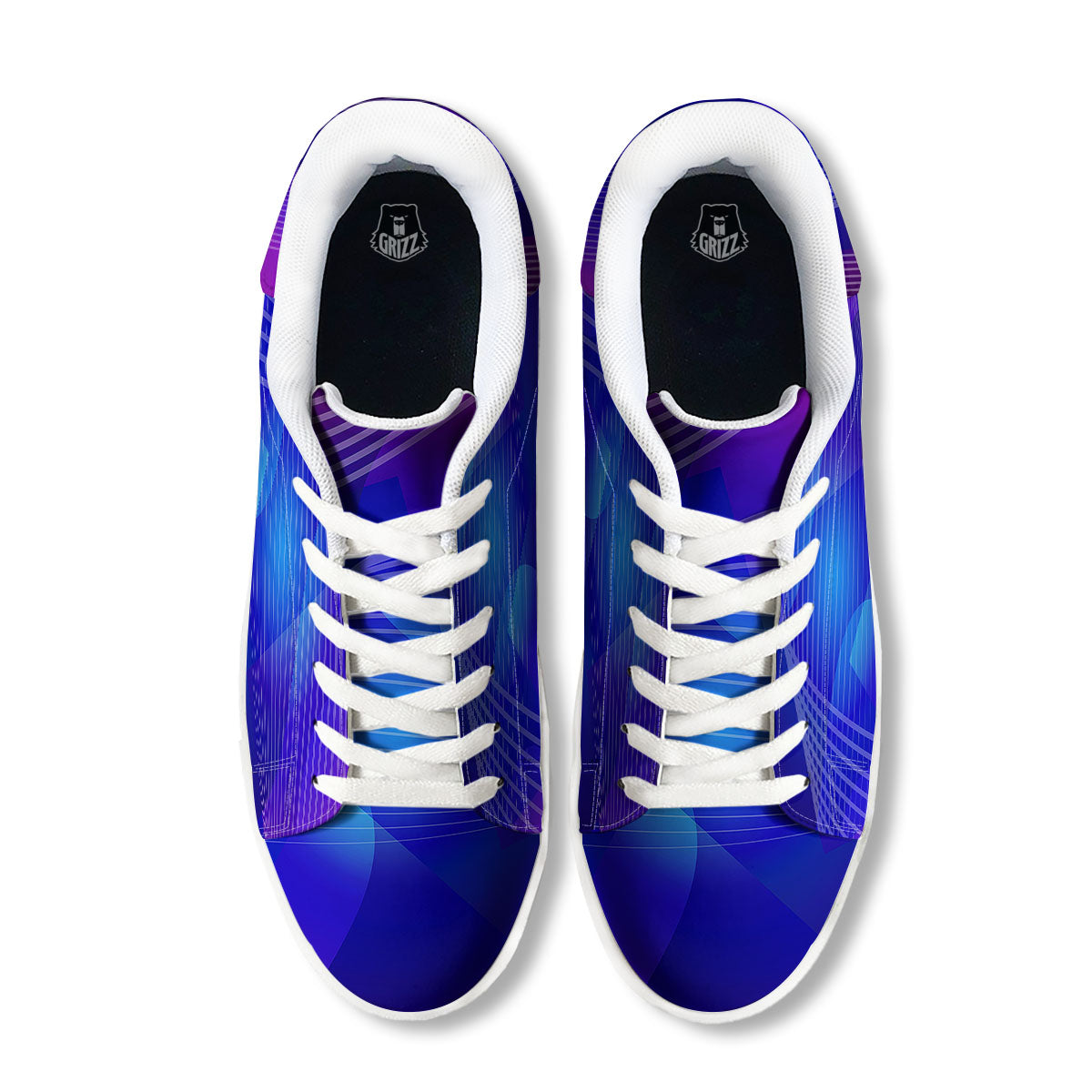 Wave EDM Print White Low Top Sneakers-grizzshop