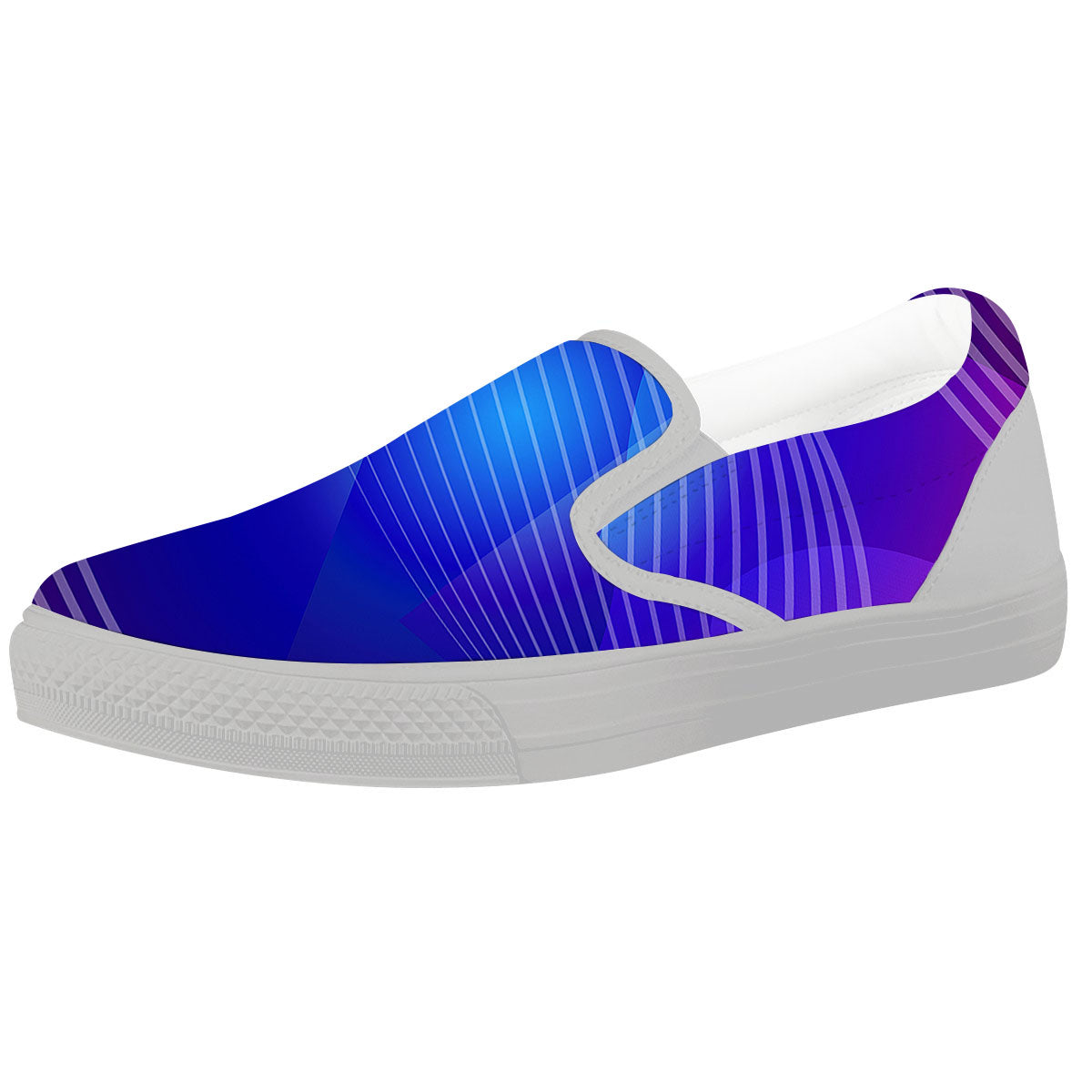 Wave EDM Print White Slip On Shoes-grizzshop